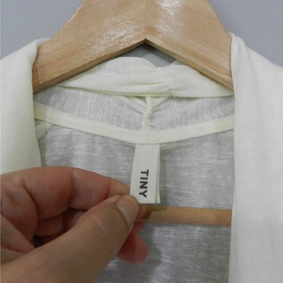 Anthropologie Tiny Boho Lace Open Draped Long Cardigan Size XS Ivory Cream Knit - Picture 2 of 12